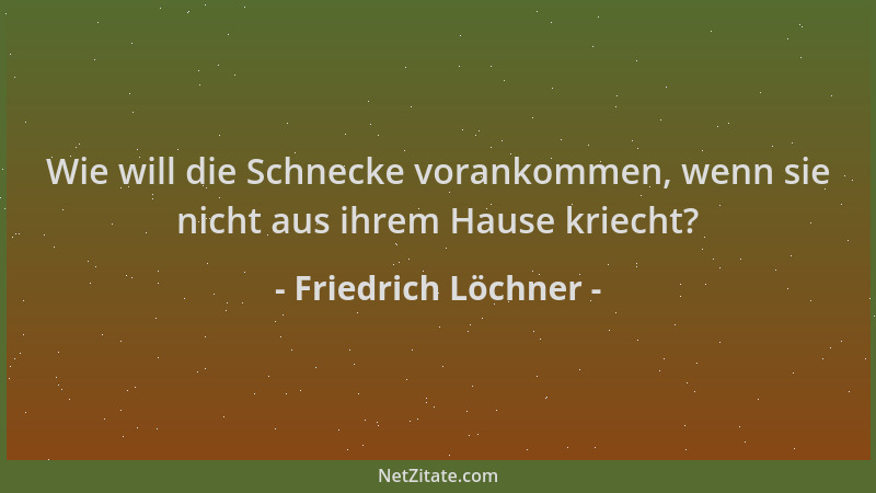 Friedrich Löchner - Wie will die Schnecke vorankommen, wenn sie nicht aus ihrem Hause kriecht?...