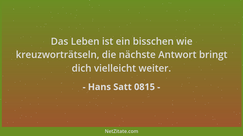 Hans Satt 0815 - Das Leben ist ein bisschen wie kreuzworträtseln, die nächste Antwort bringt dich vielleicht weiter....