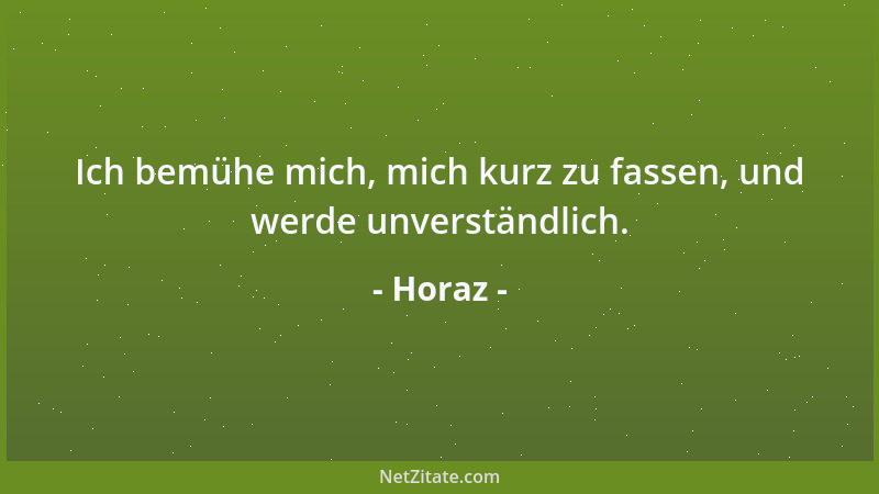 Horaz - Ich bemühe mich, mich kurz zu fassen, und werde unverständlich....
