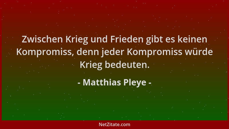 Matthias Pleye - Zwischen Krieg und Frieden gibt es keinen Kompromiss, denn jeder Kompromiss würde Krieg bedeuten....