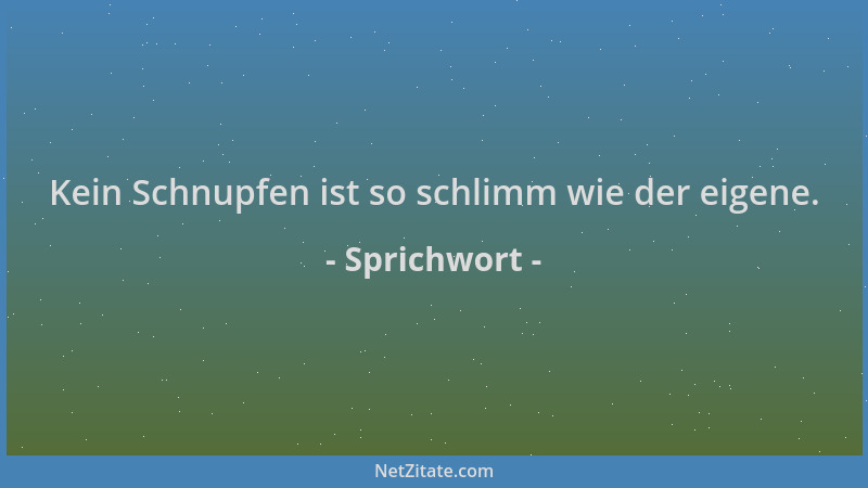 Sprichwort - Kein Schnupfen ist so schlimm wie der eigene....