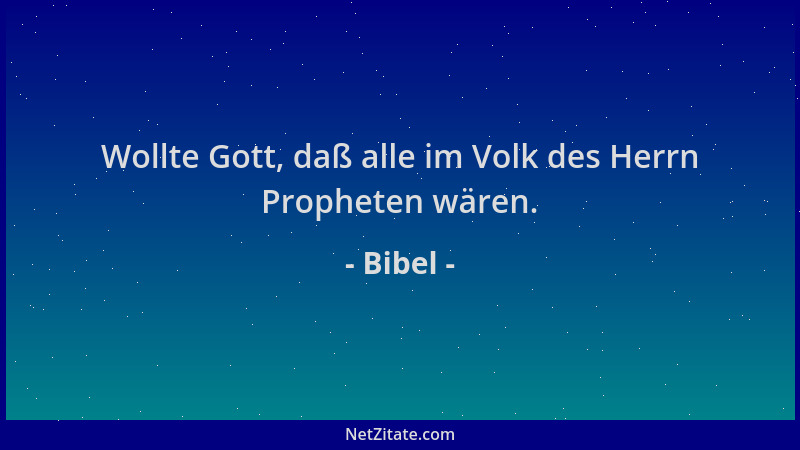 Bibel - Wollte Gott, daß alle im Volk des Herrn Propheten wären....
