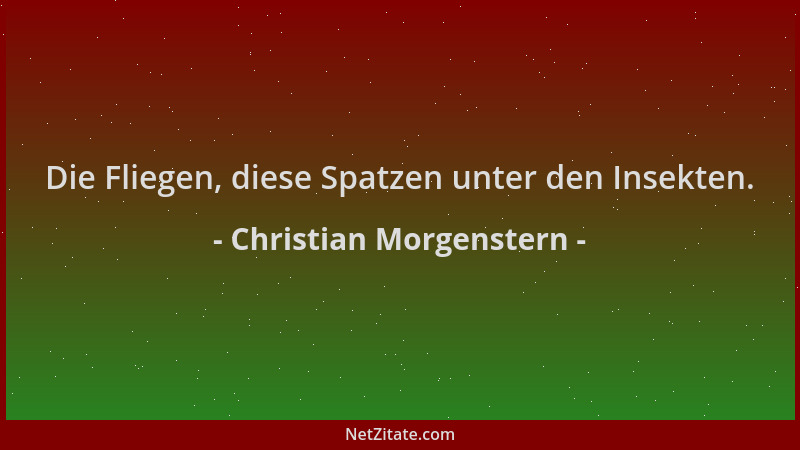 Christian Morgenstern - Die Fliegen, diese Spatzen unter den Insekten....