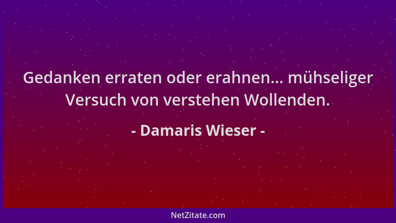 Damaris Wieser - Gedanken erraten oder erahnen... mühseliger Versuch von verstehen Wollenden....