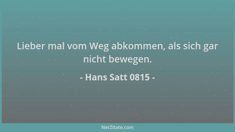 Hans Satt 0815 - Lieber mal vom Weg abkommen, als sich gar nicht bewegen....