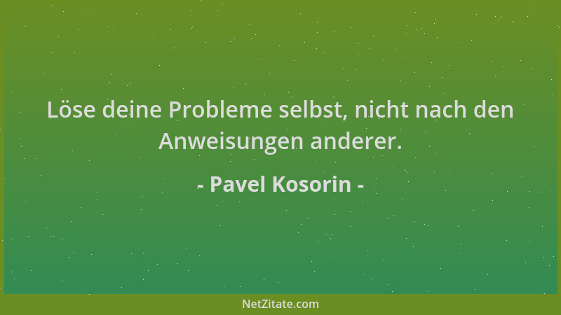 Pavel Kosorin - Löse deine Probleme selbst, nicht nach den Anweisungen anderer....