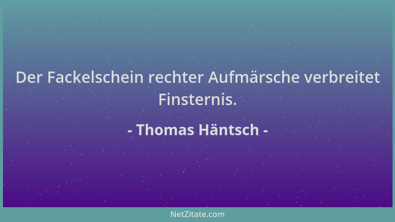 Thomas Häntsch - Der Fackelschein rechter Aufmärsche verbreitet Finsternis....