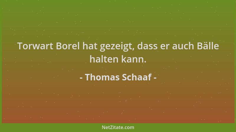 Thomas Schaaf - Torwart Borel hat gezeigt, dass er auch Bälle halten kann....