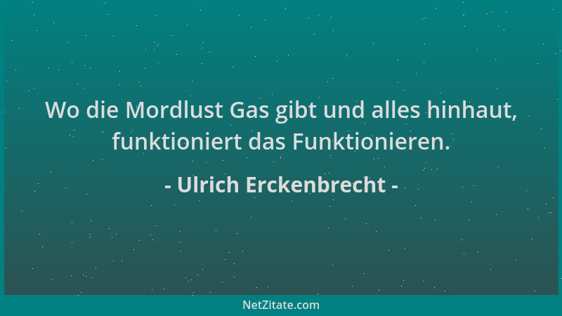 Ulrich Erckenbrecht - Wo die Mordlust Gas gibt und alles hinhaut, funktioniert das Funktionieren....