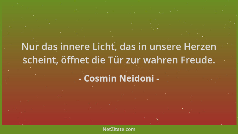 Cosmin Neidoni - Nur das innere Licht, das in unsere Herzen scheint, öffnet die Tür zur wahren Freude....