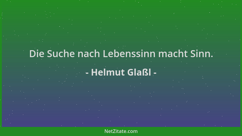 Helmut Glaßl - Die Suche nach Lebenssinn macht Sinn....
