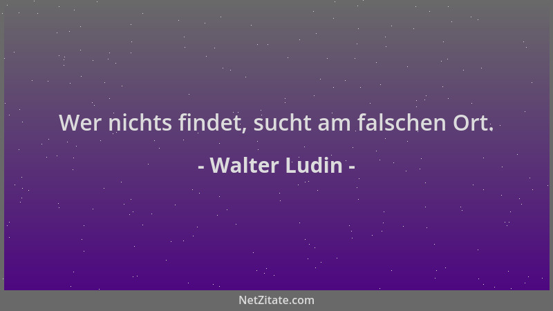 Walter Ludin - Wer nichts findet, sucht am falschen Ort....