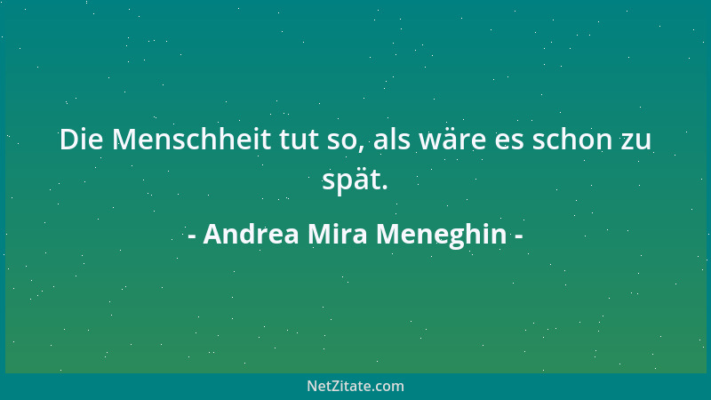 Andrea Mira Meneghin - Die Menschheit tut so, als wäre es schon zu spät....