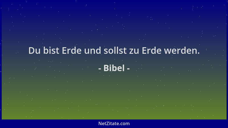 Bibel - Du bist Erde und sollst zu Erde werden....
