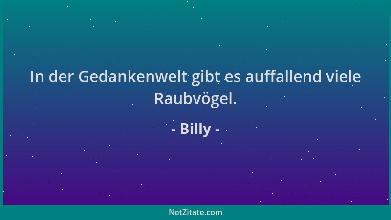 Billy - In der Gedankenwelt gibt es auffallend viele Raubvögel....