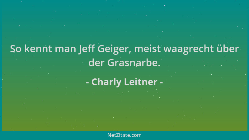 Charly Leitner - So kennt man Jeff Geiger, meist waagrecht über der Grasnarbe....