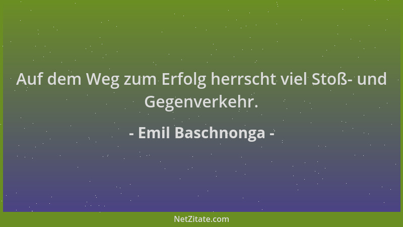 Emil Baschnonga - Auf dem Weg zum Erfolg herrscht viel Stoß- und Gegenverkehr....