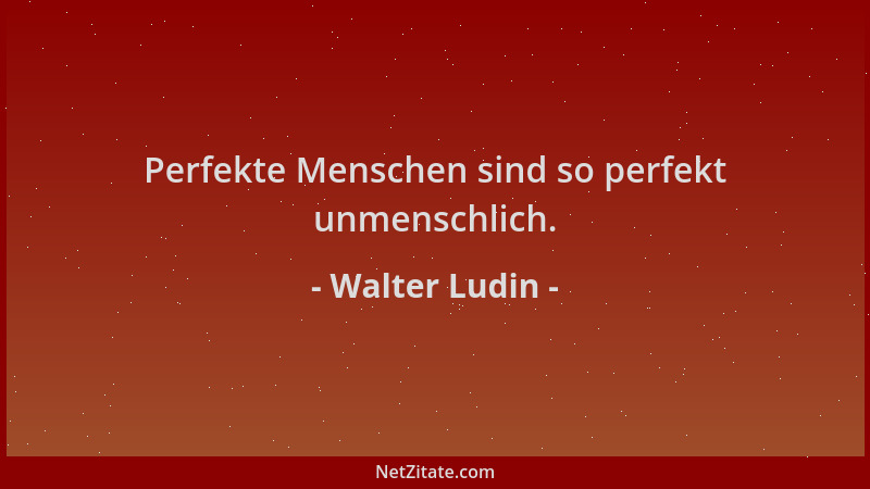 Walter Ludin - Perfekte Menschen sind so perfekt unmenschlich....