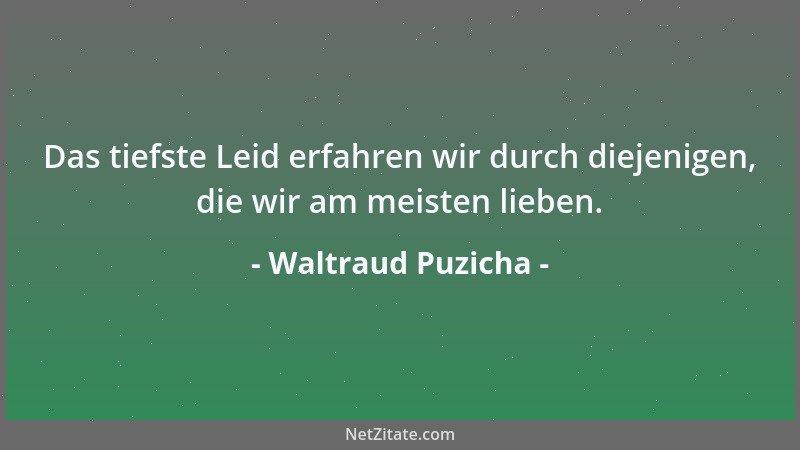 Waltraud Puzicha - Das tiefste Leid erfahren wir durch diejenigen, die wir am meisten lieben....