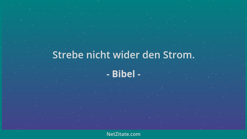 Bibel - Strebe nicht wider den Strom....