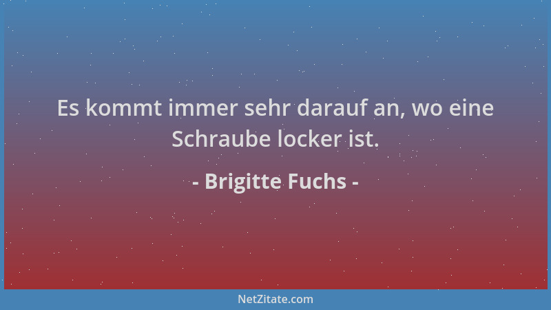 Brigitte Fuchs - Es kommt immer sehr darauf an, wo eine Schraube locker ist....