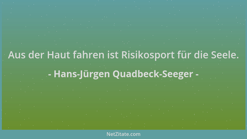 Hans-Jürgen Quadbeck-Seeger - Aus der Haut fahren ist Risikosport für die Seele....
