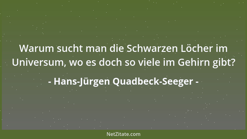 Hans-Jürgen Quadbeck-Seeger - Warum sucht man die Schwarzen Löcher im Universum, wo es doch so viele im Gehirn gibt?...