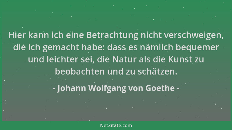 Johann Wolfgang von Goethe - Hier kann ich eine Betrachtung nicht verschweigen, die ich gemacht habe: dass es nämlich beque...