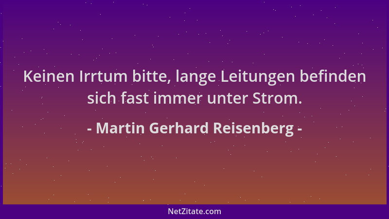 Martin Gerhard Reisenberg - Keinen Irrtum bitte, lange Leitungen befinden sich fast immer unter Strom....