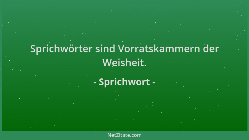 Sprichwort - Sprichwörter sind Vorratskammern der Weisheit....