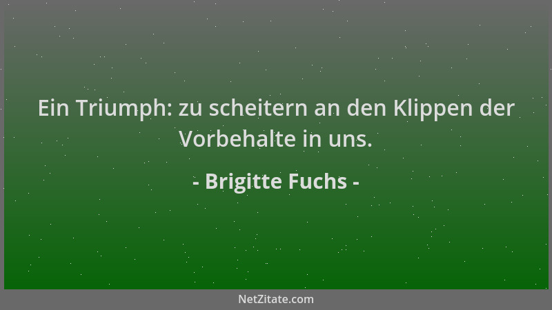 Brigitte Fuchs - Ein Triumph: zu scheitern an den Klippen der Vorbehalte in uns....