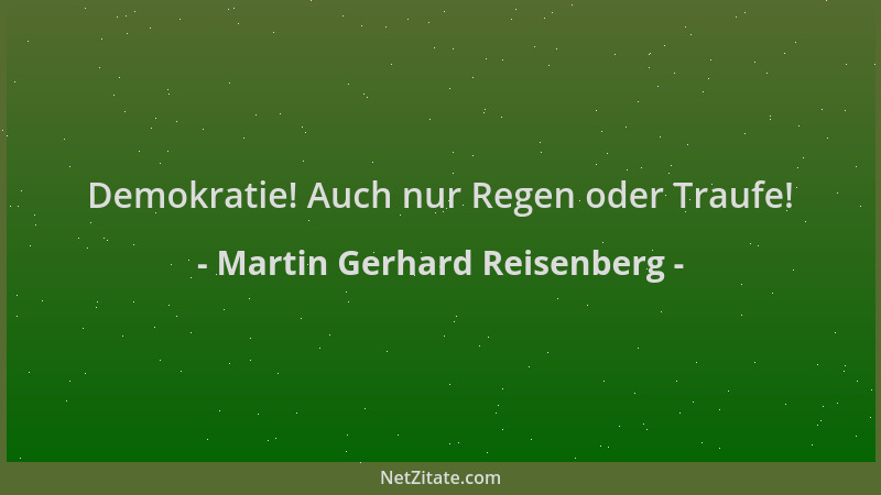 Martin Gerhard Reisenberg - Demokratie! Auch nur Regen oder Traufe!...