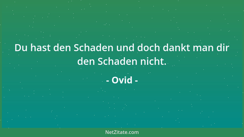Ovid - Du hast den Schaden und doch dankt man dir den Schaden nicht....
