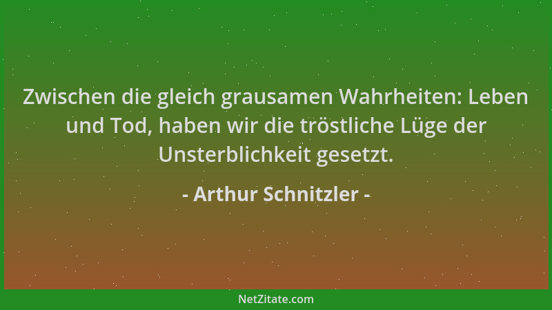 Arthur Schnitzler - Zwischen die gleich grausamen Wahrheiten: Leben und Tod, haben wir die tröstliche Lüge der Unsterblichk...
