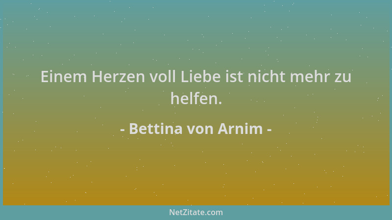 Bettina von Arnim - Einem Herzen voll Liebe ist nicht mehr zu helfen....
