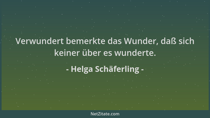 Helga Schäferling - Verwundert bemerkte das Wunder, daß sich keiner über es wunderte....