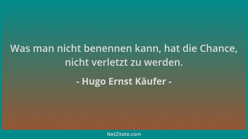 Hugo Ernst Käufer - Was man nicht benennen kann, hat die Chance, nicht verletzt zu werden....