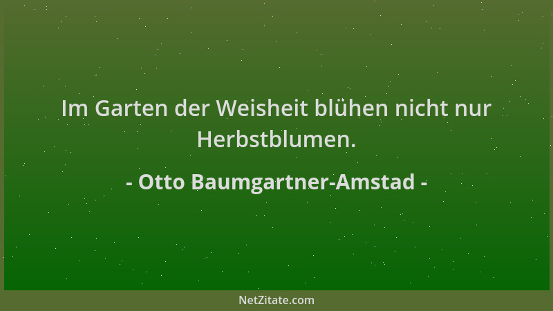 Otto Baumgartner-Amstad - Im Garten der Weisheit blühen nicht nur Herbstblumen....