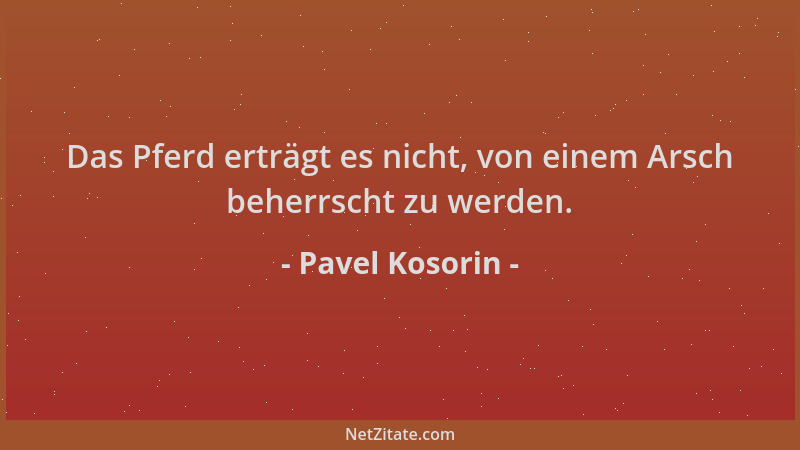 Pavel Kosorin - Das Pferd erträgt es nicht, von einem Arsch beherrscht zu werden....