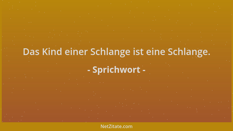 Sprichwort - Das Kind einer Schlange ist eine Schlange....