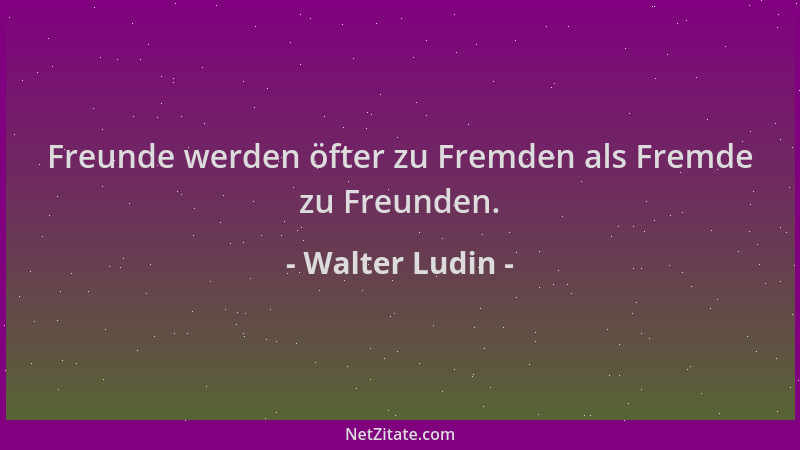 Walter Ludin - Freunde werden öfter zu Fremden als Fremde zu Freunden....