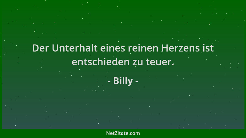 Billy - Der Unterhalt eines reinen Herzens ist entschieden zu teuer....