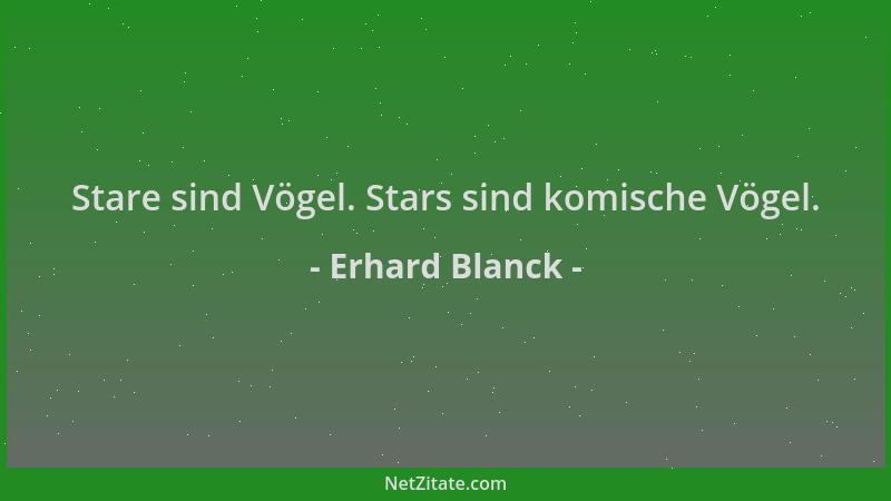 Erhard Blanck - Stare sind Vögel. Stars sind komische Vögel....