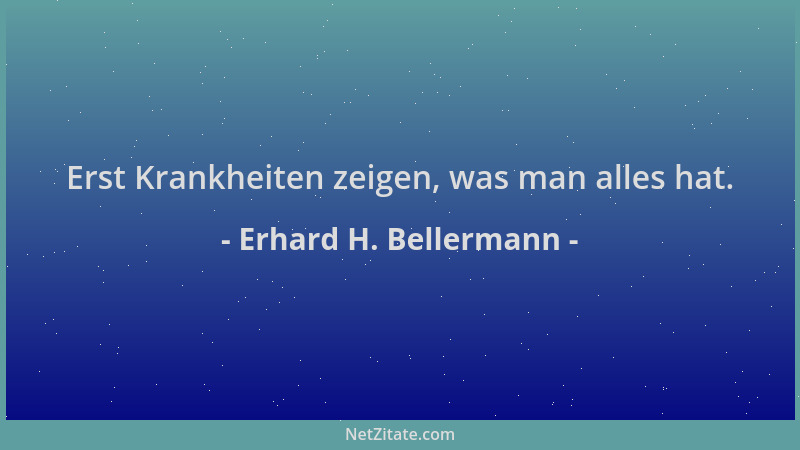 Erhard H. Bellermann - Erst Krankheiten zeigen, was man alles hat....