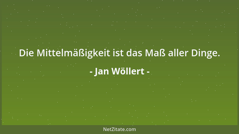 Jan Wöllert - Die Mittelmäßigkeit ist das Maß aller Dinge....