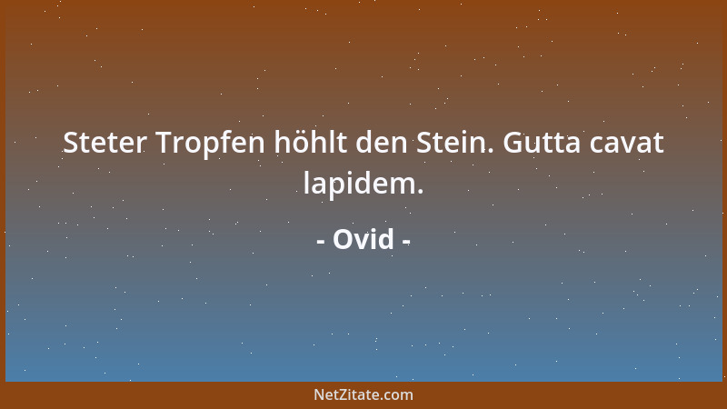 Ovid - Steter Tropfen höhlt den Stein. Gutta cavat lapidem....