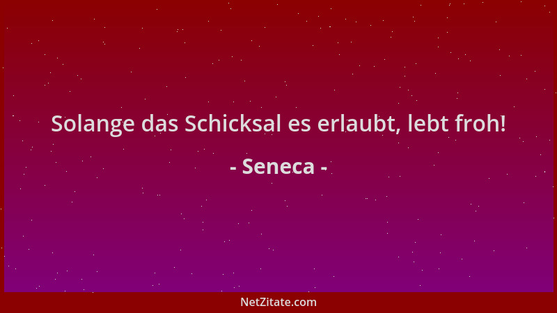 Seneca - Solange das Schicksal es erlaubt, lebt froh!...