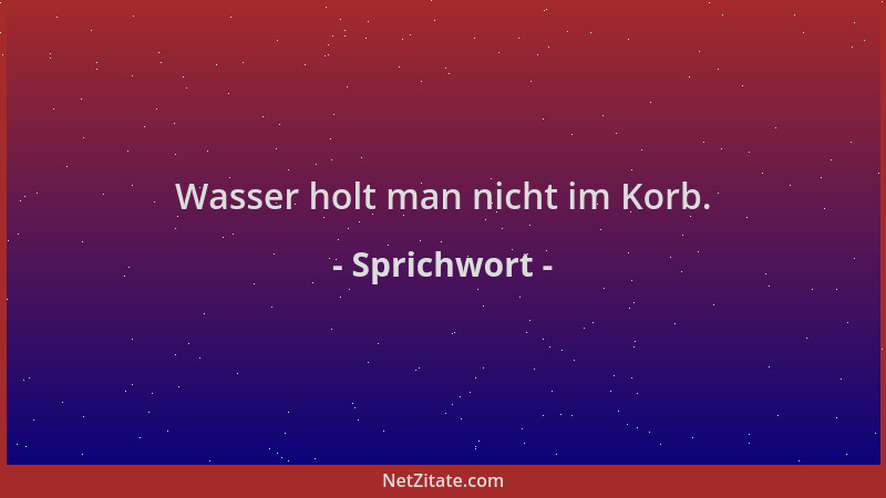 Sprichwort - Wasser holt man nicht im Korb....