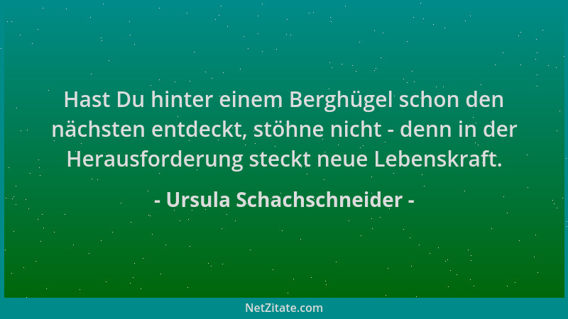 Ursula Schachschneider - Hast Du hinter einem Berghügel schon den nächsten entdeckt, stöhne nicht - denn in der Herausforde...