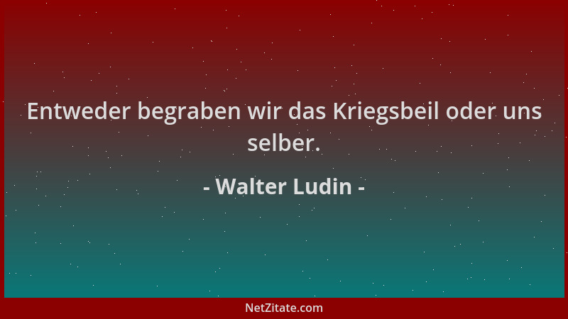 Walter Ludin - Entweder begraben wir das Kriegsbeil oder uns selber....